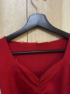 Red Knit Crop Top