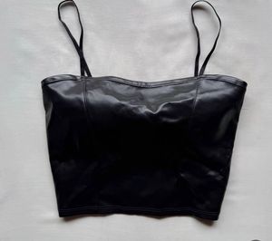 Black Faux Leather Crop Top