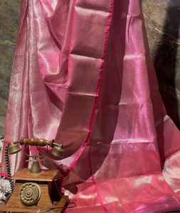 Ready to wear metalic pink kanjeevaram saree