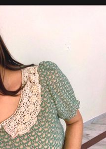 Chic Green Floral Peplum Top
