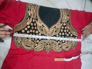 Elegant Red &amp; Black Kurta Set