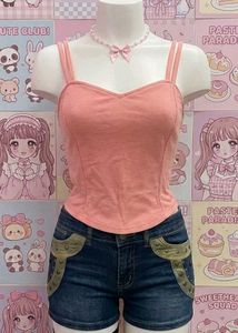 Cute Peach heart shape neck Camisole Top