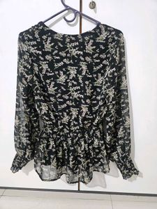 Floral Print Wrap Blouse