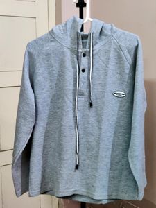 💥BUY1GET1💥 imported gray hooded sweatshirt with a button placket