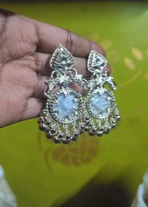 Elegant Silver white Dangle Earrings
