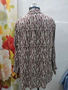 Zebra Print Button-Up Shirt