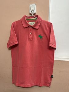 Abercrombie & Fitch Coral Polo Shirt with Moose Lo