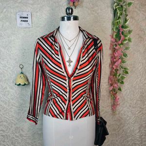 Chic Striped Button-Up Blouse