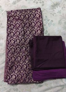 Elegant Purple Brocade Dress Material with dupatta