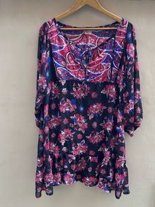 Bohemian Floral Print Ruffle Dress