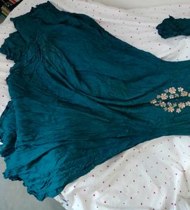 Teal Embroidered Anarkali Gown
