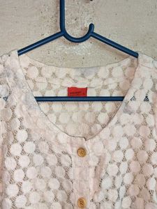Sheer Lace Button-Up Top Shirt 🎽