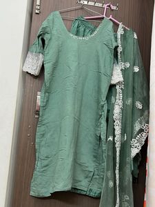 Green Chikankari Kurta Set with Dupatta
