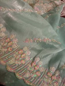 Embellished Organza Saree with Blouse piece