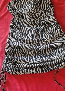 Zebra Print Ruched Mini Dress