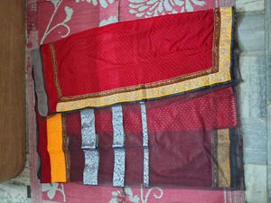 Elegant Red Saree with Embellished Border
