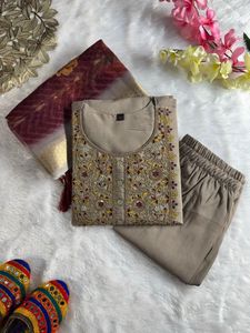 Embroidered Kurta Set with Dupatta