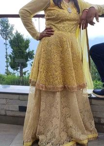 Yellow Wedding Gown with dupatta