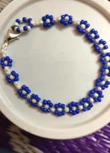 Blue and White Flower Bracelet
