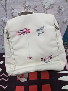 Cream Embroidered Backpack