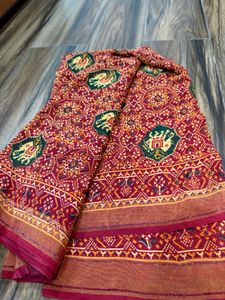 Elegant Red Elephant Print Saree