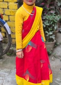 Red &amp; Yellow Kids Saree