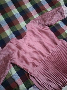Elegant Pink Pleated Maxi Dress