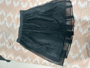 Black Satin&amp; Net Mini Skirt