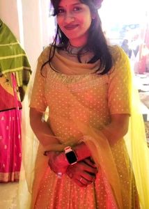 Elegant lime Yellow anarkali Set with Dupatta