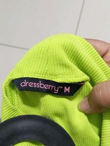 Neon Green Ribbed Cut-Out Top