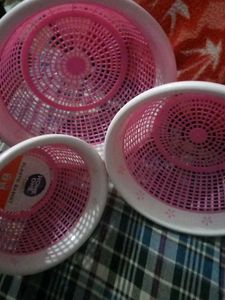 Home One Classic Plastic Basket 3 Pcs