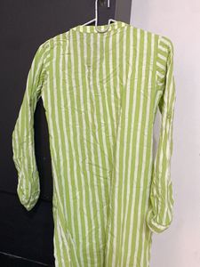 Green &amp; White Striped Kurta