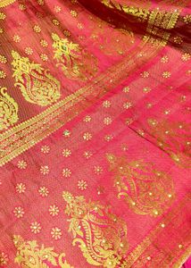 Pink &amp; Gold Checkered Sari