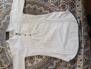 White Thread Work Top/ Short Kurti