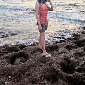 Patterned Tank Top with Fringe