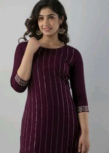Burgundy Embroidered Kurta