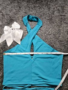Blue Halter Neck Top