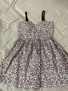 Floral Print Sweetheart Neck Dress