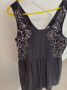 Sparkly Sequin Embellished Black Top