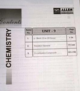 Allen Chemistry JEE Main+Advanced Unit 9