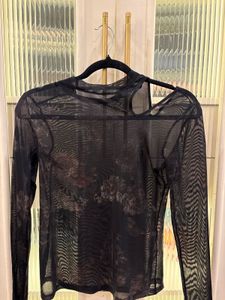 Sheer Floral Print Long Sleeve Top