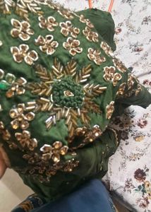 green kurta Embroidery &amp; jardozi work.