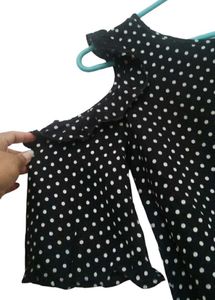Polka Dot Cold Shoulder Top
