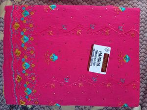Vibrant Pink Embroidered Dupatta