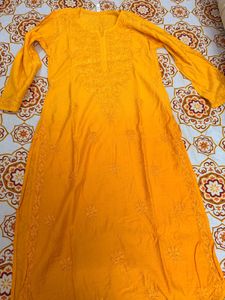 Vibrant Yellow Embroidered Kurta