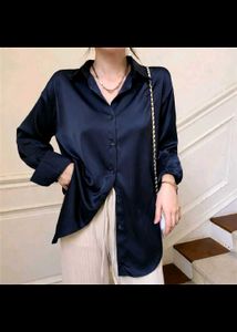 Elegant Satin Button-Up Shirt