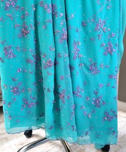 Teal Embellished Saree