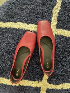 Clarks Red Leather Ballet Flats