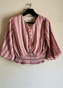 Striped Top with Button Detail