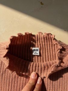 Nude Ribbed Mock Neck Top